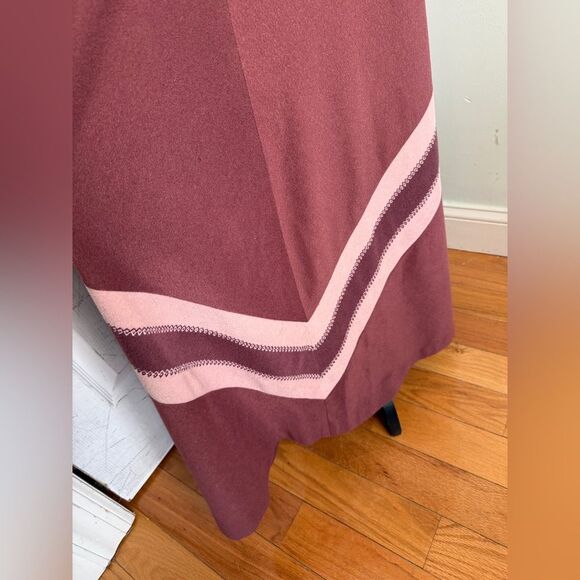 1970s Vassarette Burgundy Pink Chevron Pattern Bohemian Flower Power Maxi Dress - Picture 5 of 11